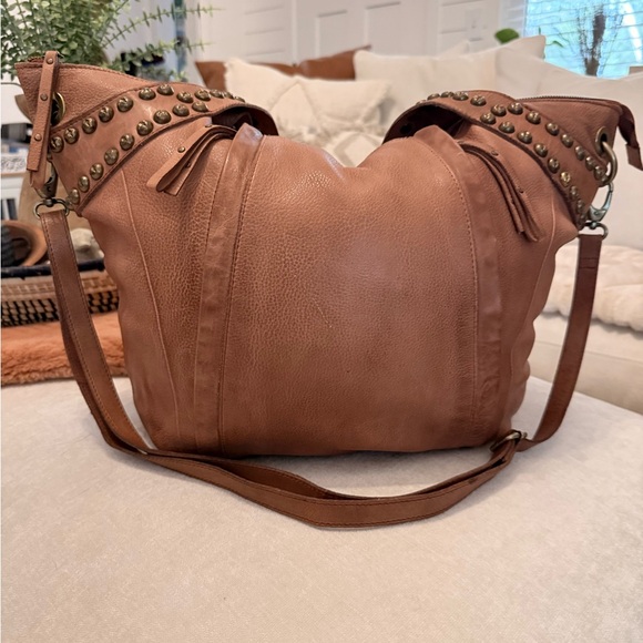 Free People Salone Studded cognac Leather Tote Bag no longer sold. - Picture 5 of 9
